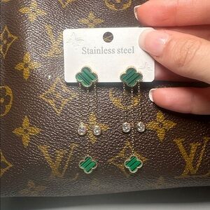 Green earrings Stainless Steel